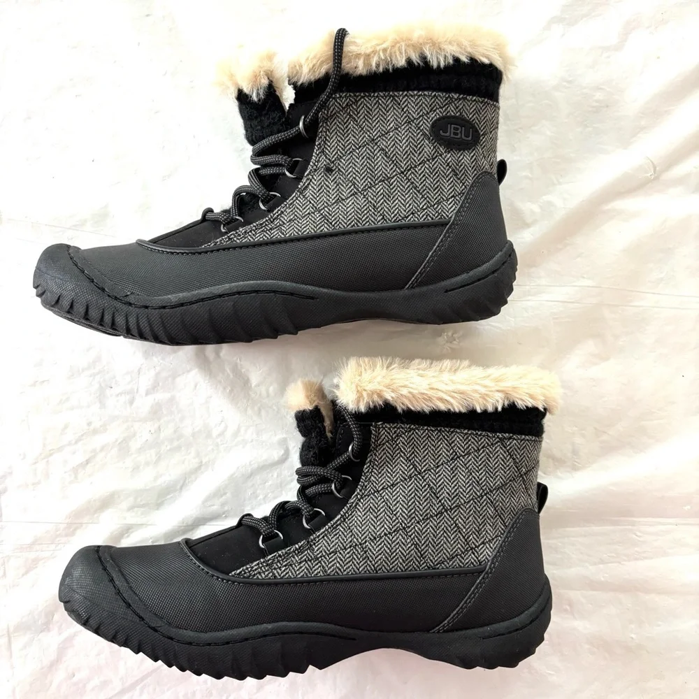 NWOT JAMBU Jane black gray boots Faux Fur Southgate winter SZ 9 M